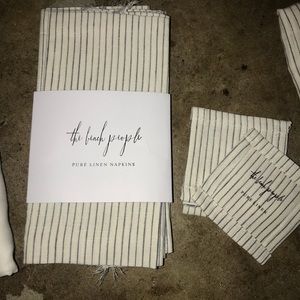 The beach People Stripe Linen Napkins/Coaster Set
